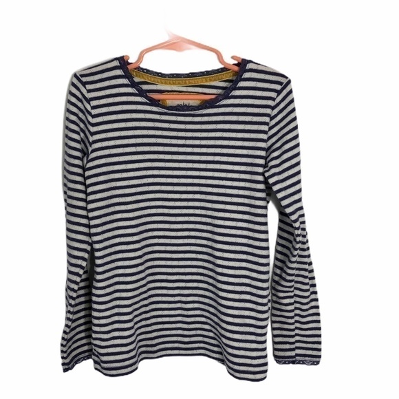 Mini Boden Purple White Striped Long Sleeve Sz 6 - Picture 1 of 6